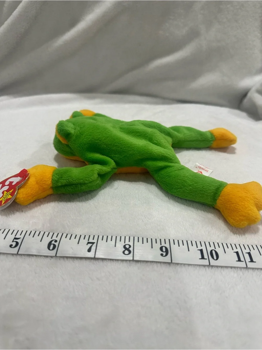 Ty Smoochy Plush Frog Toy - Bright Green and Yellow
